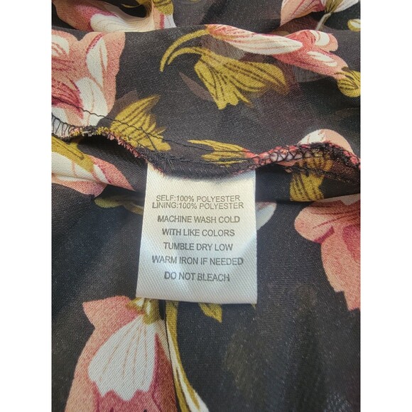 Indigo Rose Size PL Pink Floral Print Long Sleeve Lined Midi Dress Elastic Waist - Picture 14 of 15